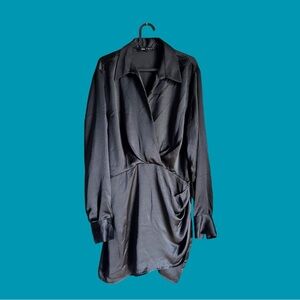 Zara Cocktail Mini Black Collar Dress with Zipper